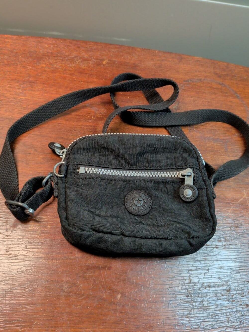 Kipling AC3613 Black Nylon Mini Crossbody Bag 6" x 4"